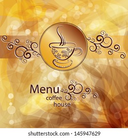 Background menu with cup of coffee 