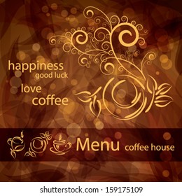 Background menu with cup of coffee 