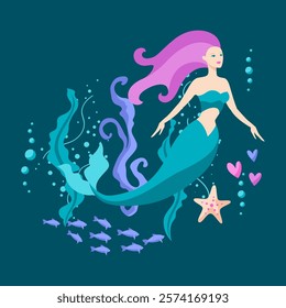 Background with mermaid. Image of underwater wonder or fabulous creation.