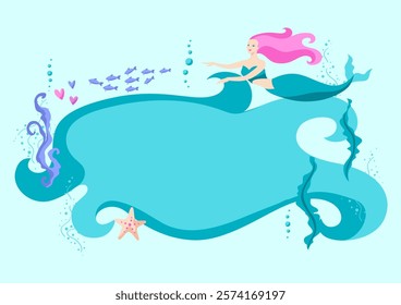 Background with mermaid. Image of underwater wonder or fabulous creation.