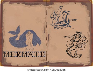 Background with mermaid and ship