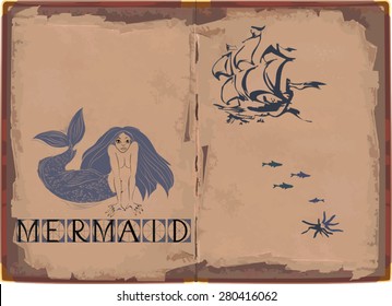 Background with mermaid and ship