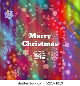 Background Merry Christmas, multicolored snowflakes, bokeh effect, Vector illustration, magic rainbow