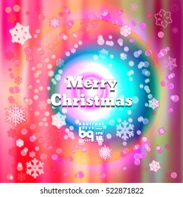 Background Merry Christmas, multicolored snowflakes, bokeh effect, Vector illustration, circle rainbow