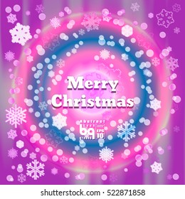 Background Merry Christmas, multicolored snowflakes, bokeh effect, Vector illustration, circle rainbow