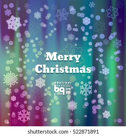 Background Merry Christmas, multicolored snowflakes, bokeh effect, Vector illustration, magic rainbow