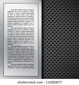 Background with metal frame and circular grid