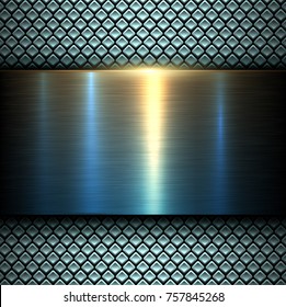 Background metal texture blue and orange, vector illustration.