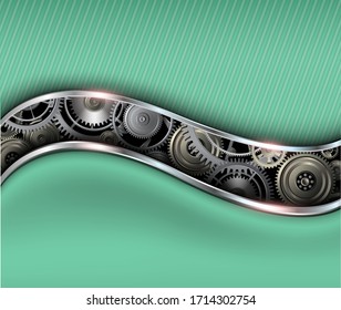Background metallic 3D green with technology gears