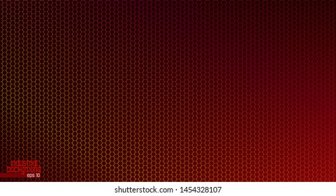 Background with metallic geometric shapes on a hexagonal metal wire mesh.
