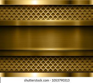 Background metallic gold with brushed metal texture, vector illustration.