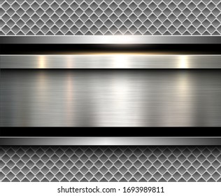 Background metallic silver with brushed metal texture, vector illustration.