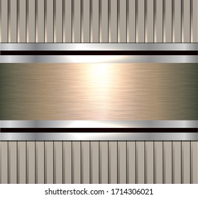 Background metallic with striped pattern, vector brushed metal texture