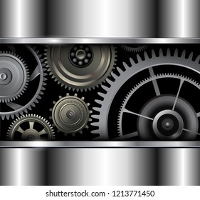 Background metallic with technology gears, vector illustration.