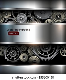 Background metallic with technology gears, vector illustration.