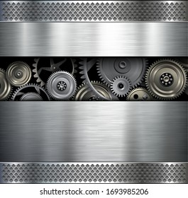 Background metallic with technology gears, vector illustration.