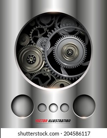 Background metallic with technology gears, vector illustration.