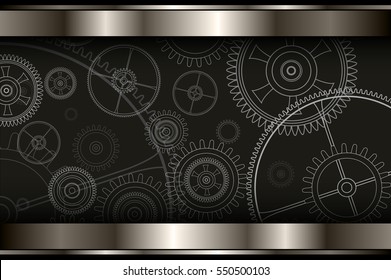 Background metallic with technology gears, vector illustration.
