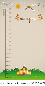 Background of Meter wall with teddy bear , meter from 10 to 180 centimeter,Vector illustrations