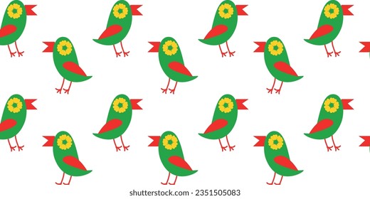 Background with mexican birg, pattern with parrot