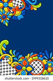 Background with mexican talavera pattern. Decoration with ornamental flowers. Background with mexican talavera pattern. Decoration with ornamental flowers.