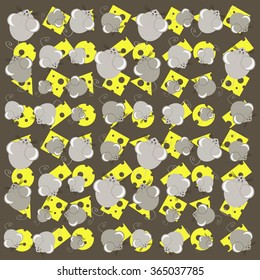 background with mice and cheese slices vector