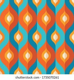 Background Mid-century modern vector art. Abstract geometric seamless pattern. Decorative ornament in retro vintage design style. Atomic stylized backdrop. 