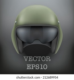 Background of Military flight helicopter helmet. Vector illustration isolated on white background.