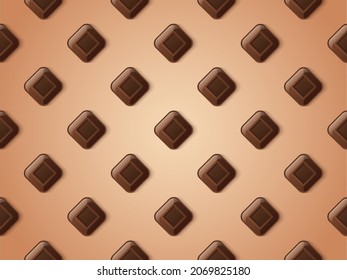 Background with milk chocolate bars for holiday Valentines Day banner, vector illustration 10eps
