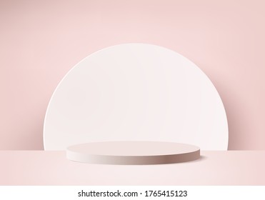 Background minimal podium and scene with 3d vector render in pink background platform, 3d mock up scene shape platform forms for product display. stage for product in pink background platform