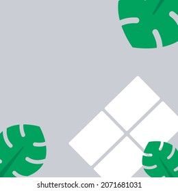 Background with a minimalist and simple design. With monstera leaf ornament.