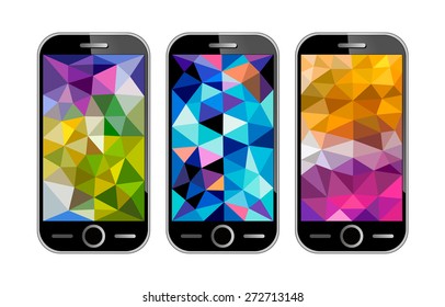 Background for mobile phone. Vector illustration of abstract background for design. Polygonal Mosaic. Triangular low poly style. Template for poster.
