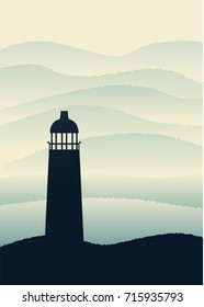 Background for mobile silhouette lighthouse