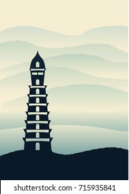 Background for mobile silhouette temple