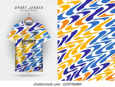 Background Mock up for sport jersey soccer running racing, colorful wave pattern.