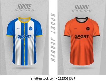 Background mockup for sports jerseys, team jerseys, club jerseys, blue, white and orange stripes.