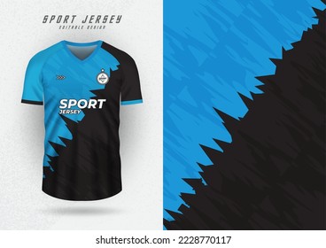 Background mockup for sports shirt, race shirt, running shirt, pattern, diagonal wave isolated on blue and black.