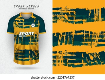 Background mockup for sports team jerseys, jerseys, running jerseys, yellow background with green stripes.