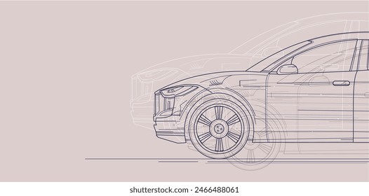 fondo con coche moderno, automoción, espacio vacío - Ilustración vectorial