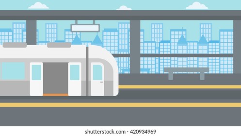 Background of modern train at the station.