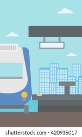 Background of modern train at the station.