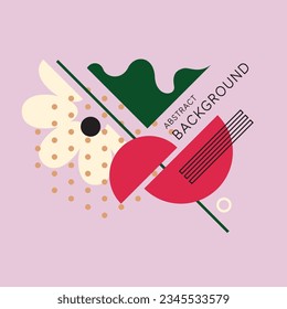 Background in a modern trendy style. Poster with simple flat organic shapes, geometric shapes and lines.