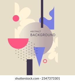 Background in a modern trendy style. Poster with simple flat organic shapes, geometric shapes and lines.