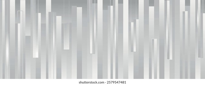 The background is a modern, vertical striped design in gray. The gray background is a sleek, metallic texture with a layered effect. Surreal geometric bar pattern background. Gray background vector.