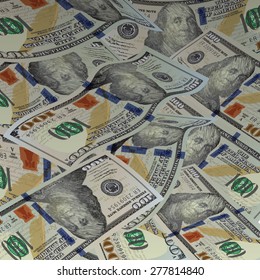 Background with money. New american hundred dollar bills. Vector illustration