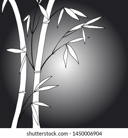 background in monochrome colors, silhouette of bamboo