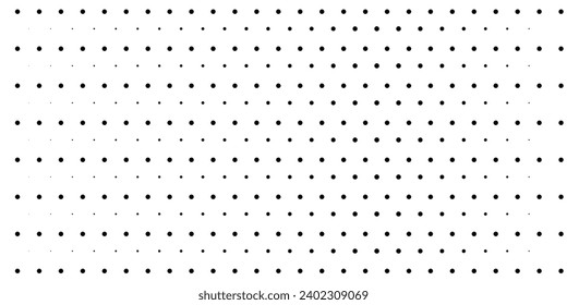 Fondo con textura punteada monocromática. Plantilla de patrón de puntos polka. Fondo con puntos negros - vector de stock Efecto de puntos semitonales básicos en color blanco y negro. Efecto semitónico. Media tonalidad de punto.