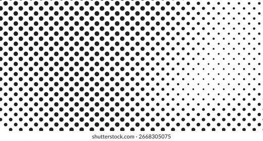 Fondo con textura monocromática punteada. Plantilla de patrón de lunares. Fondo con puntos negros - fondo de puntos de Vector de stock moderno blanco y negro hlaftone