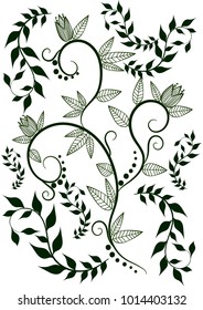 background monogram with leaves flowers