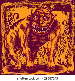 background with monster. illustration for CD cover or t-shirt design